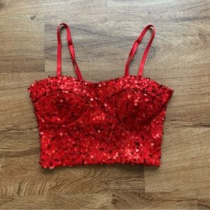 Red sequin bustier